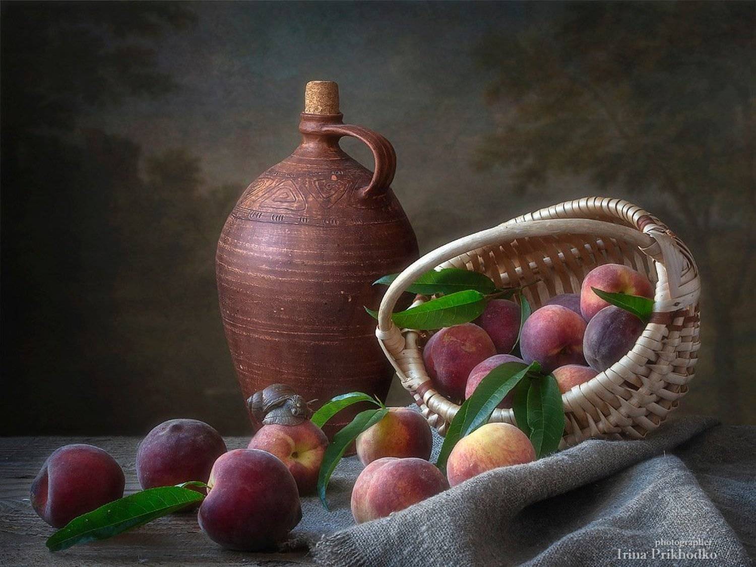 натюрморт, лето, урожай, персики, Ирина Приходько
