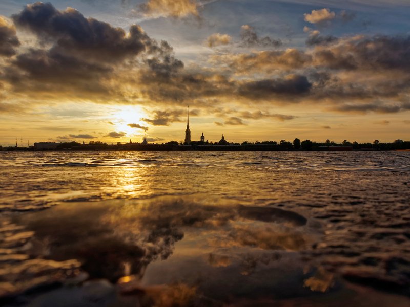 город, архитектура, Санкт-Петербург, Питер, закат, небо, облака  Несерый Петербург  фото превью