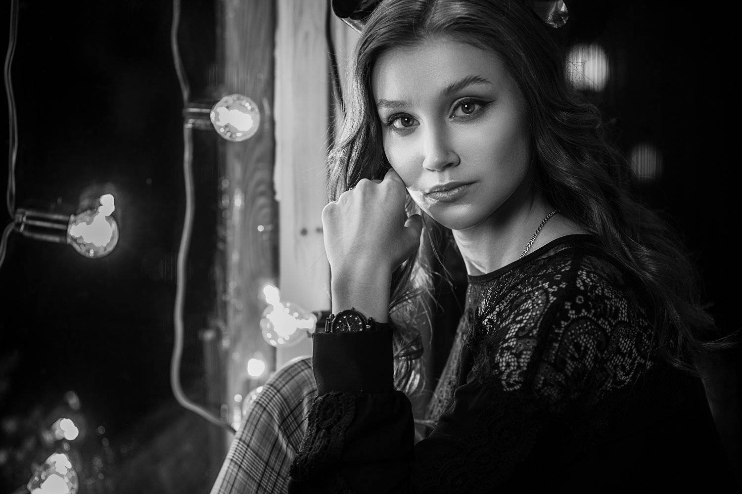 девушка, модель, портрет, фотосессия, студия, макияж, гламур, модельные тесты, beauty, perfect, pretty, model, modeling, young, чёрно-белое фото, чб, bw, Владимир Васильев