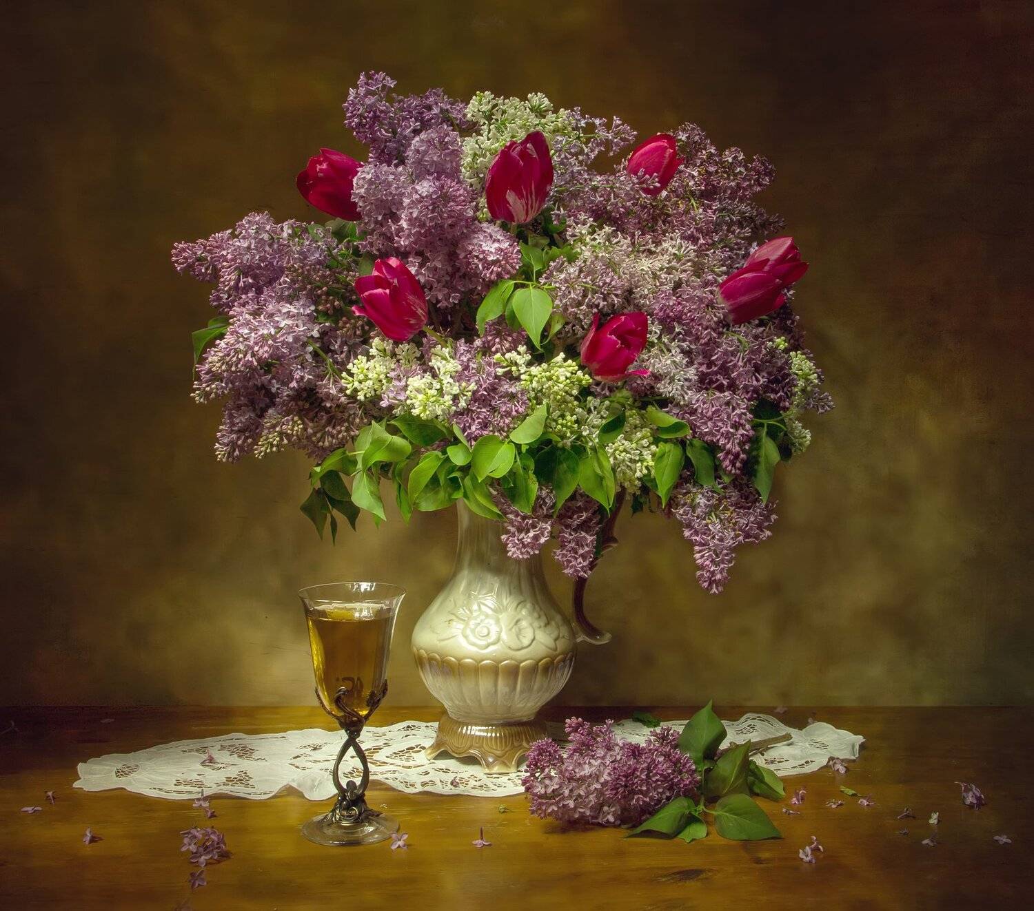 натюрморт, сирень, тюльпаны, Татьяна Феденкова