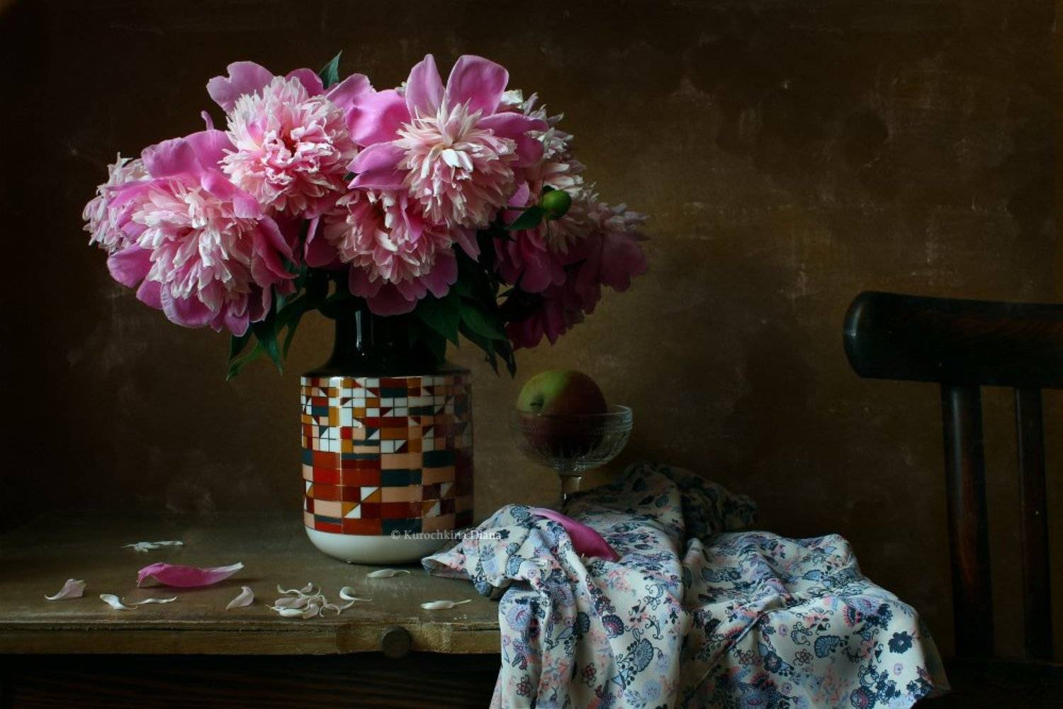 натюрморт, цветы, букет, пионы, июнь, Курочкина Диана