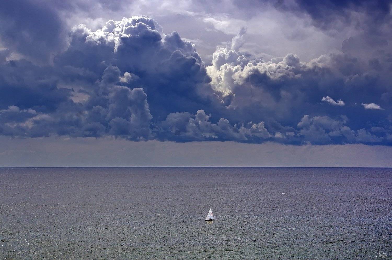 яхта, море, гроза, Евгений Никишин