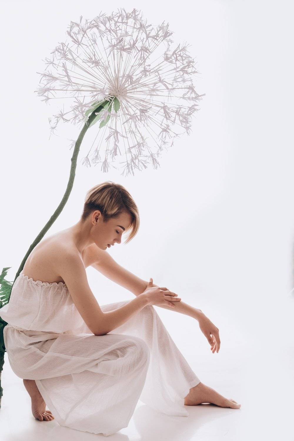 портрет, девушка, модель, белое, одуванчик, высокий ключ, нежность,, Мария Братан