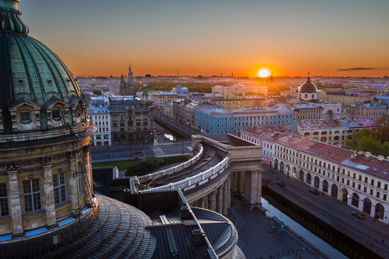санкт-петербург, рассвет, казанский собор, город, питер. Рассвет фото превью
