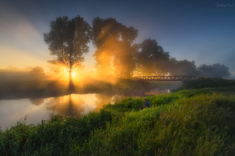 morning, june, river, poland, ner, spring June morning фото превью