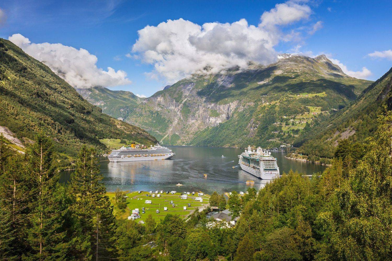 гейрангер, норвегия, горы, порт, море, корабли, облака,, Marat Max (Марат Макс)