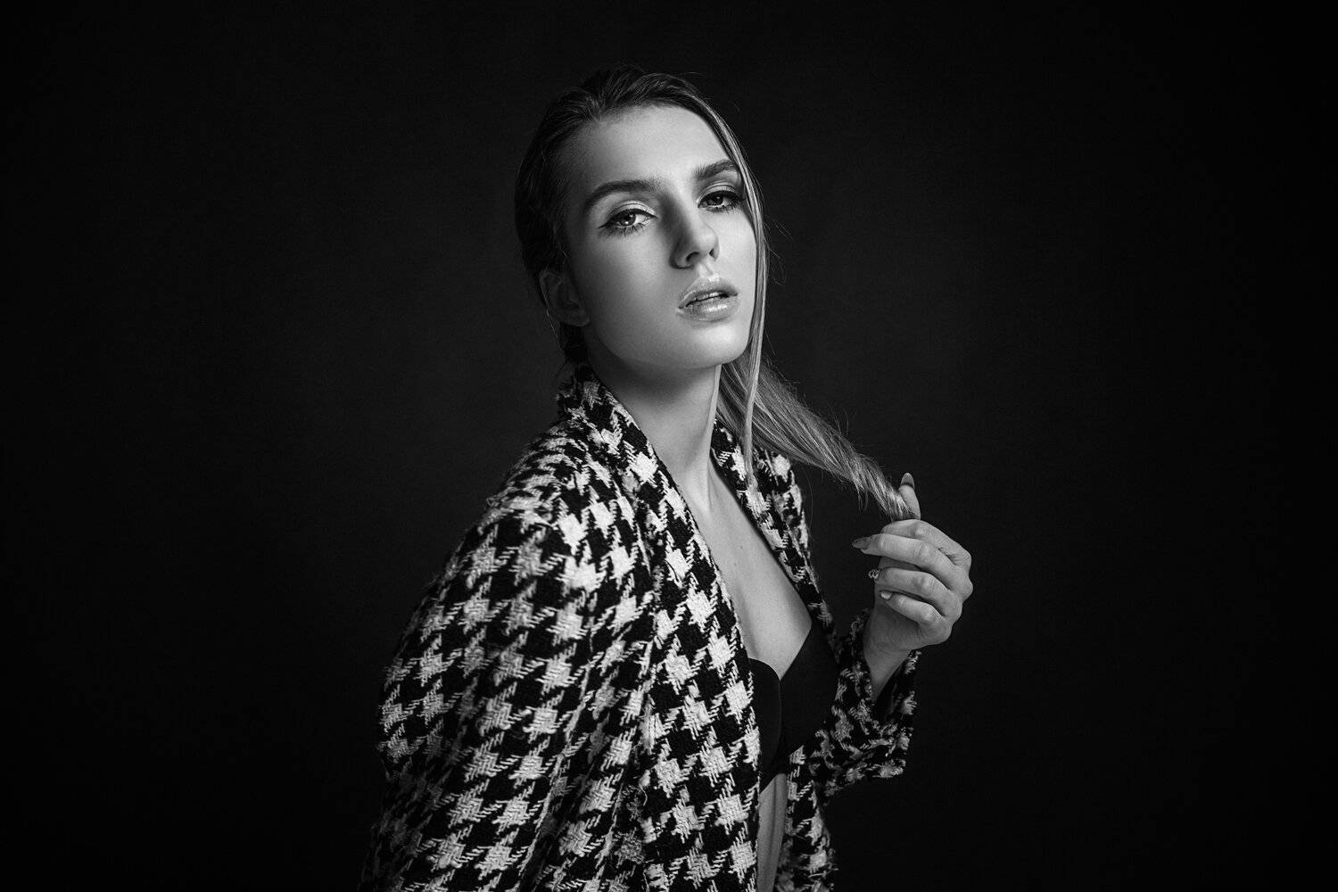 девушка, модель, портрет, фотосессия, студия, макияж, гламур, модельные тесты, beauty, beautiful, perfect, pretty, model, modeling, young, чб, чёрно-белое фото, bw, black and white, Владимир Васильев