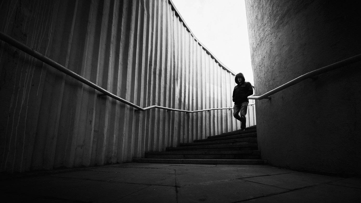 man, alone, steps, stairs, alone, light, shadow, city, street, walk, walking, Кыштымов Максим