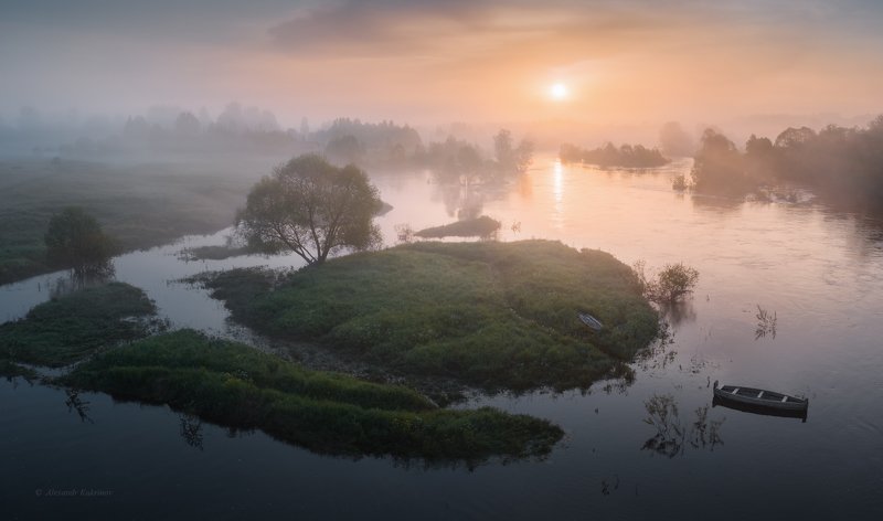 рассвет,пейзаж,утро,река,угра,лето,туман Июньские разливы... фото превью