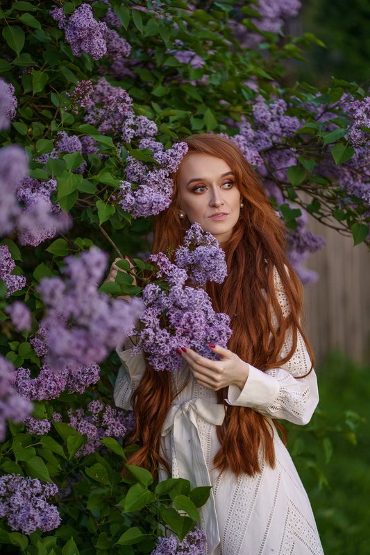 girl, portrait, redhead, redhair, summer, flowers, sony a7 III, sony 85/1.8, девушка, лето, цветы, сирень, рыжая, путьсамурая Anna фото превью