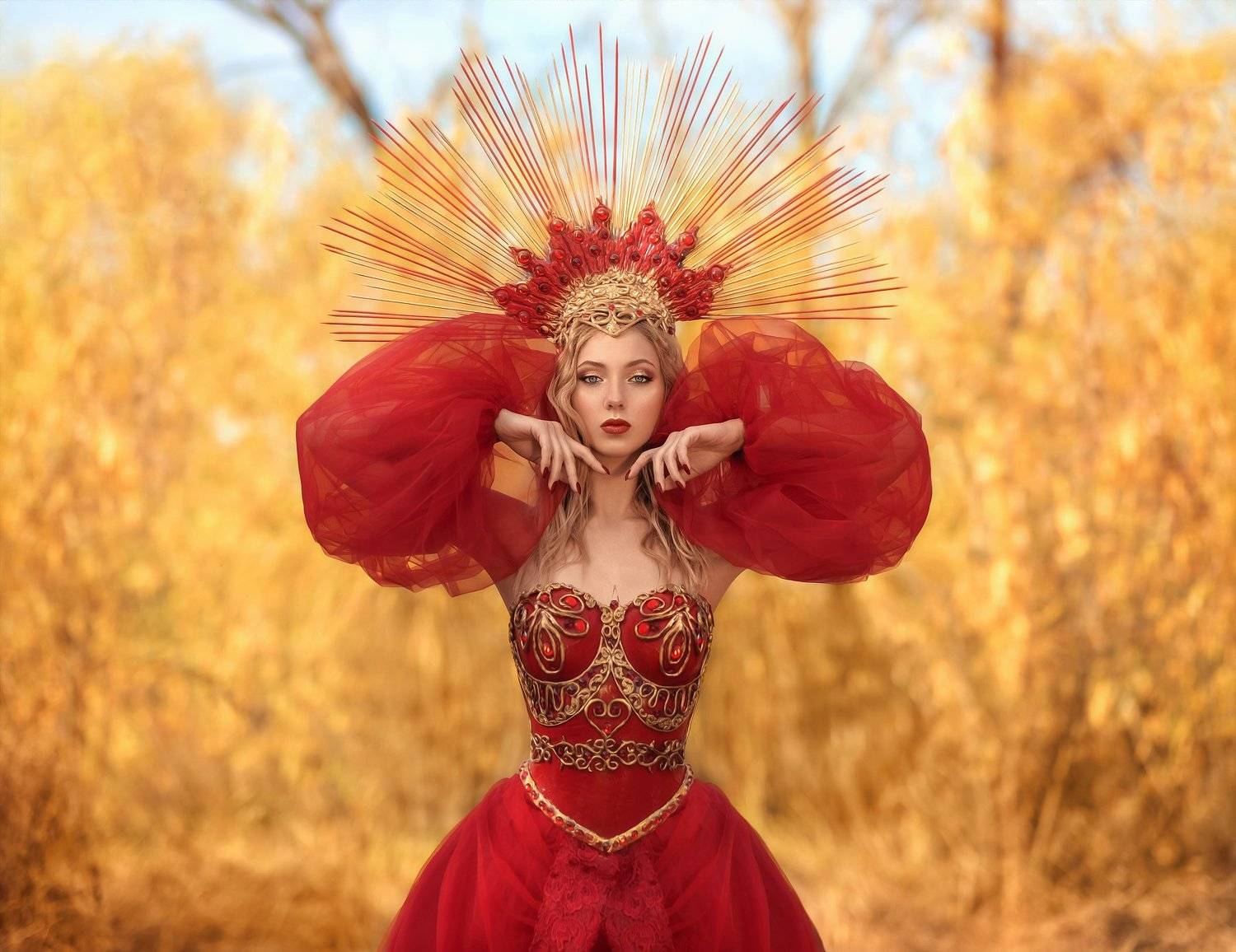 осень, золото, сказочная фотография, волшебная фотография, фотосказка, жанр, золотая осень, осень золотая, какошник, кокошник, корона, принцесса, Софья Ознобихина