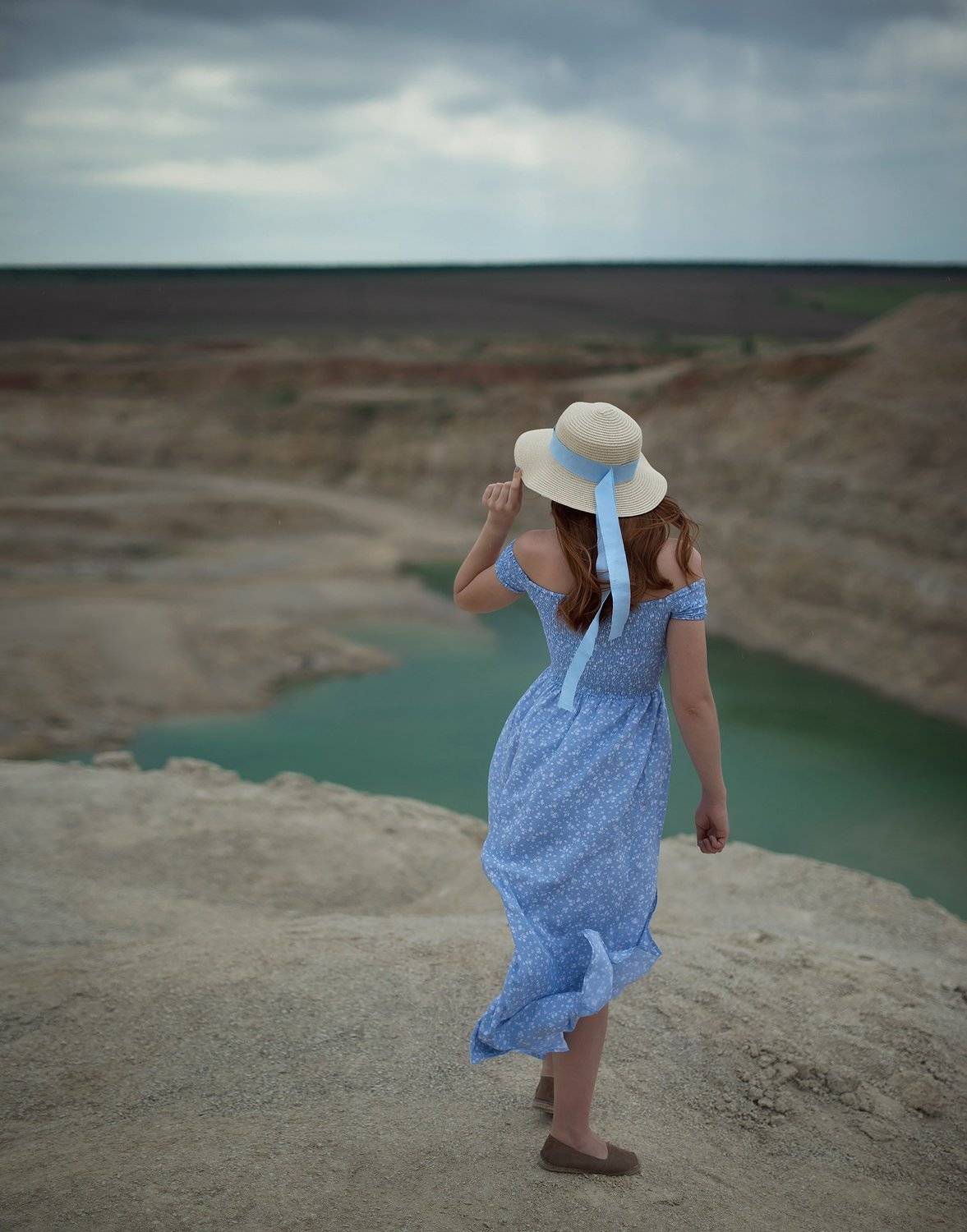 девушка, лето, карьер, романтика, шляпка, платье, природа, Екатерина Лобанова