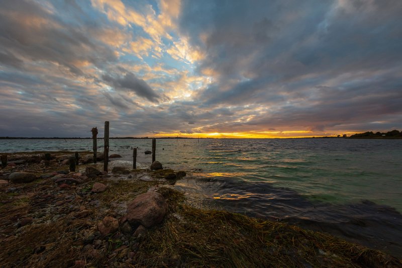 море, волны, берег, закат, дания, облака, Море волнуется... фото превью