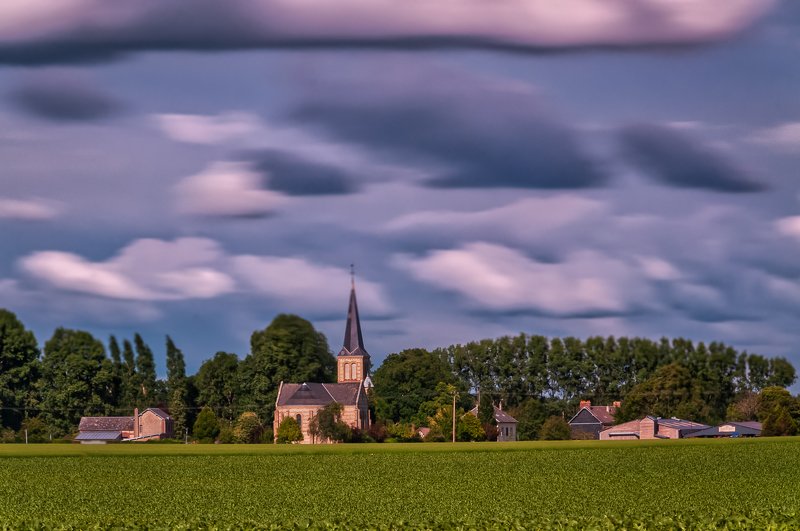 landscape: sunbeam; clouds; field; light; long exposure; normandy; france Sunbeam and clouds фото превью