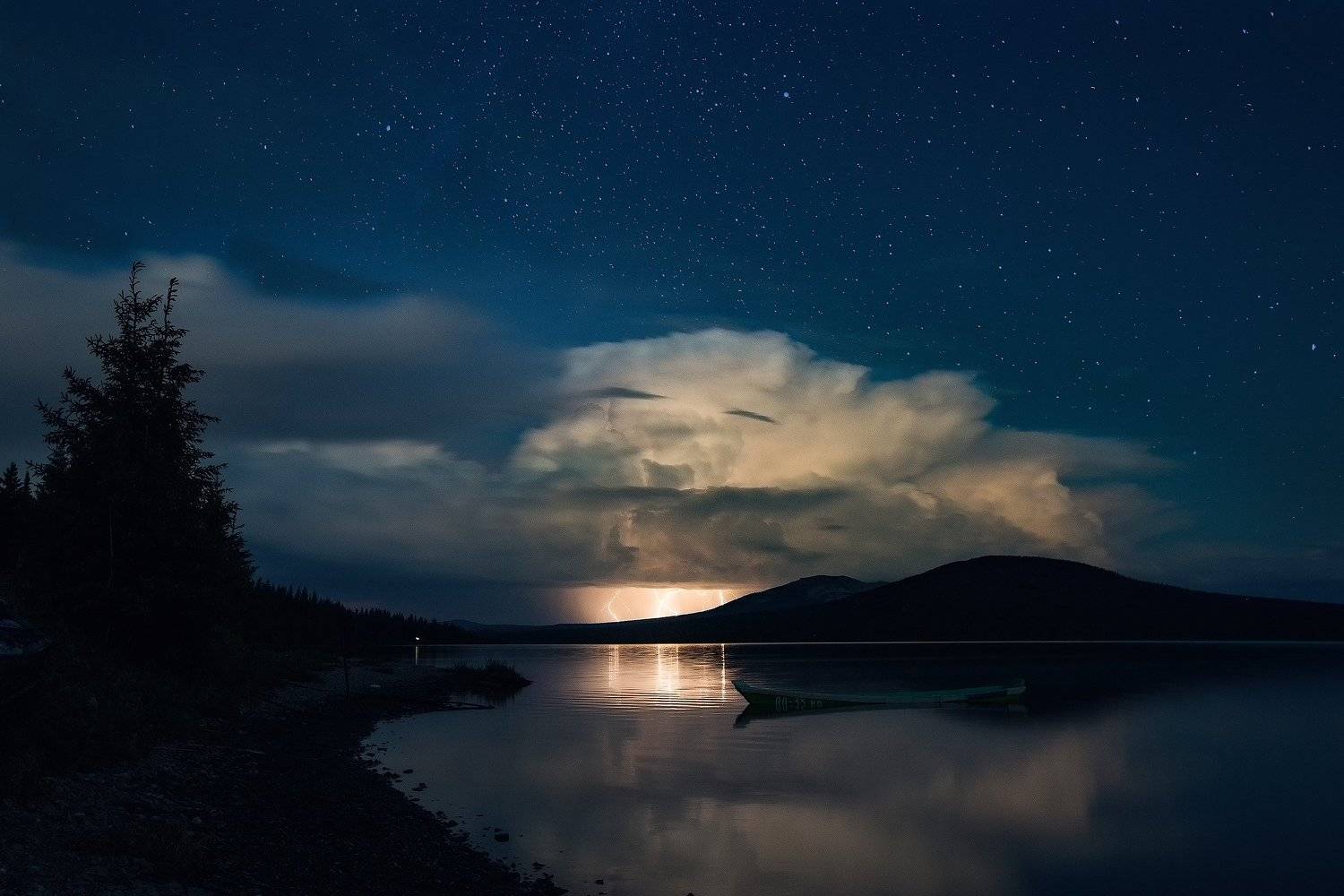 Зюраткуль, Урал, гроза, озеро, горы, тайга, Владимир Кочкин