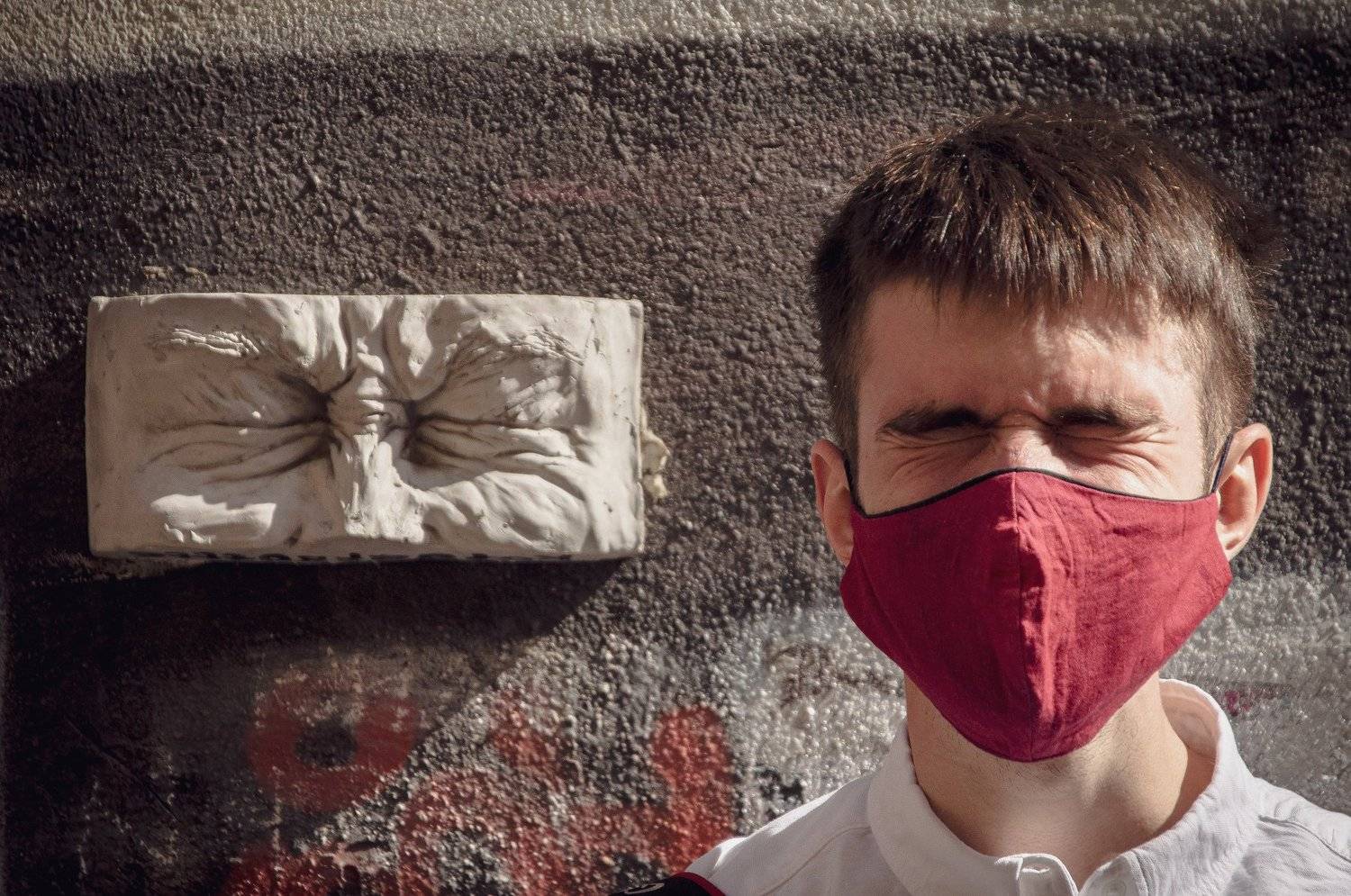 глаза, зажмурить, маска, стена, скульптура, фрагмент, арт, улица, проект, лицо, eyes, #crewup, mask, walsculpture, fragment, art, street, project, модель, model, Евгений Демидов