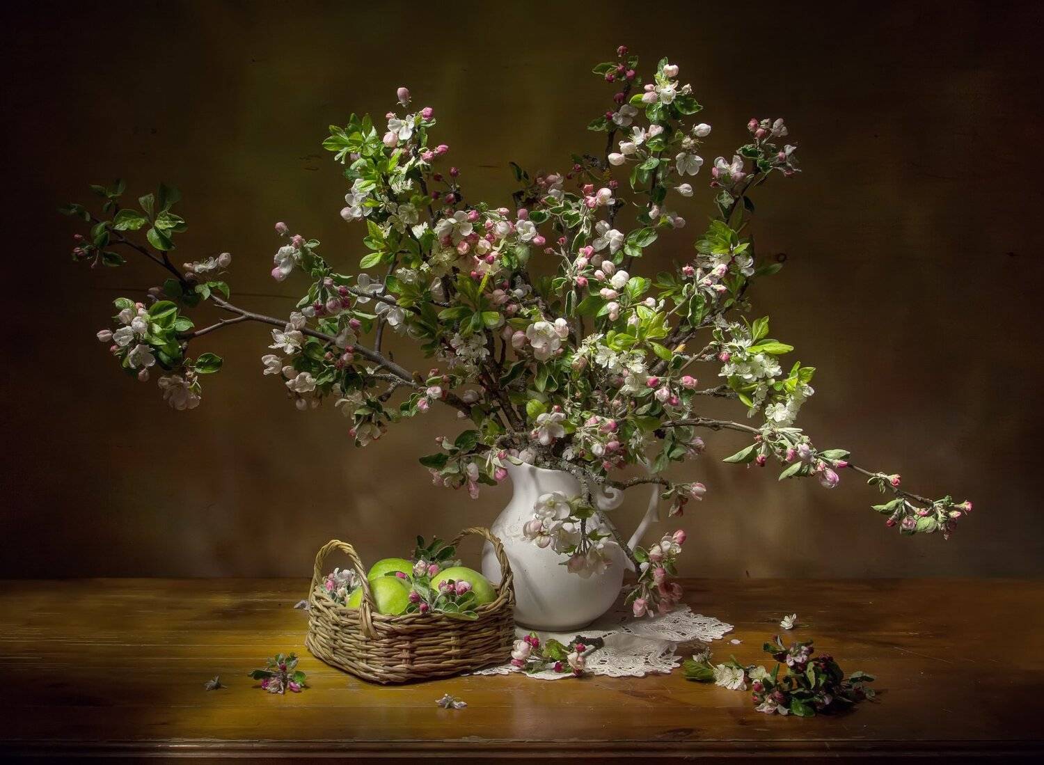 натюрморт, яблоки, яблоня, яблоня цветет, Татьяна Феденкова