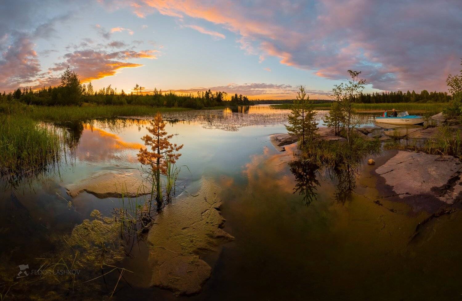 ладожское озеро, карелия, шхеры, лето, осень, остров, гранит, закат, сумерки, небо, вода, сосна, дерево, один, берег,, Лашков Фёдор
