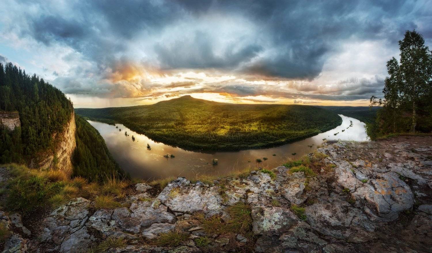 Урал, Вишера, Ветлан, закат, река, панорама, Vyacheslav Lozhkin