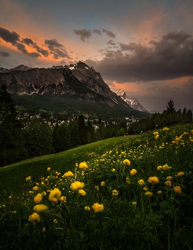 A sunset in the Dolomites