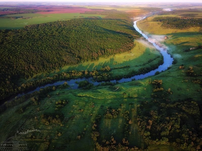 аэросъемка, мавик про, аэро, квадрокоптер, красивая меча, тульская область Красивая Меча на рассвете фото превью