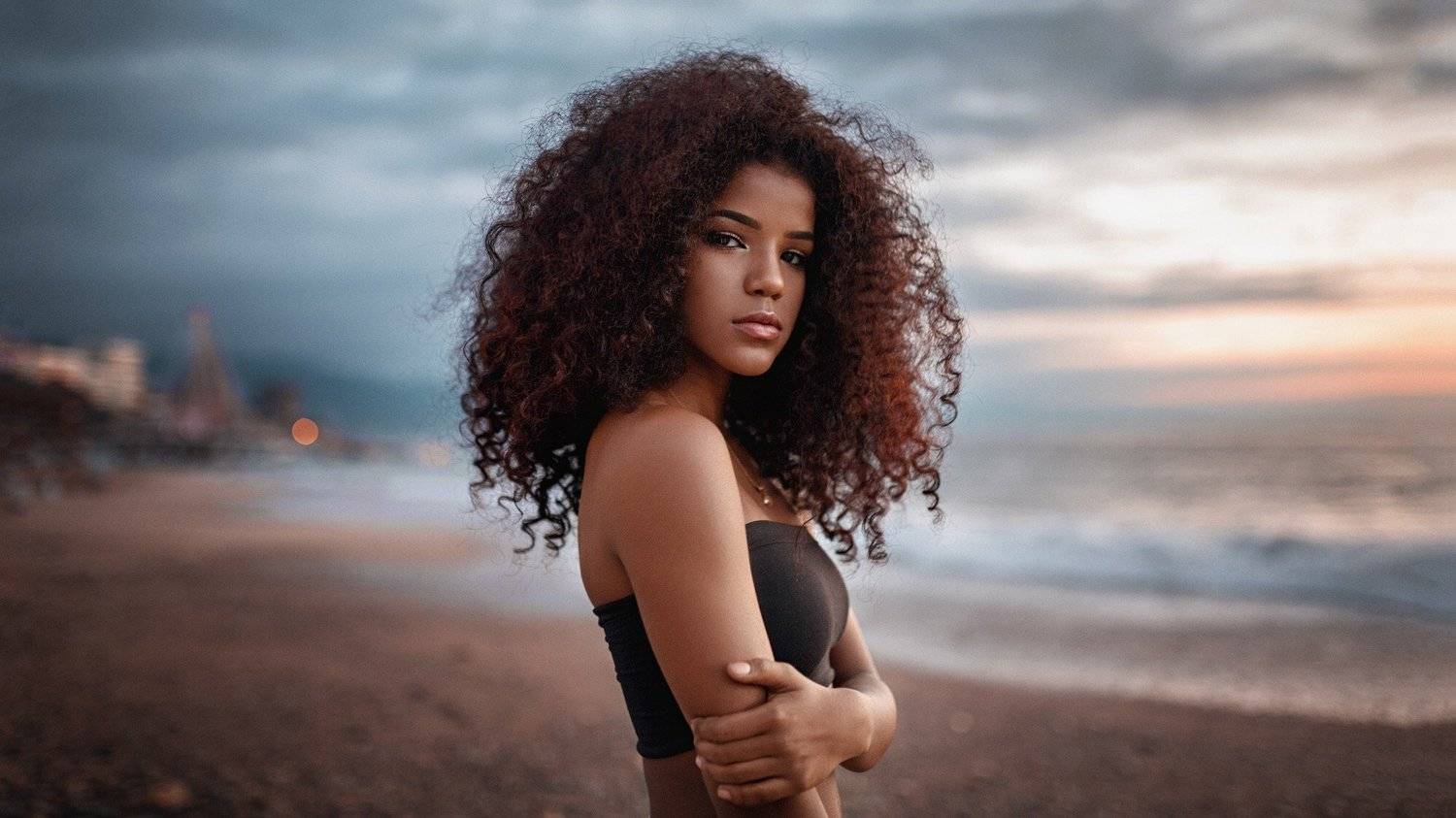 портрет, океан, девушка, Александр Куренной