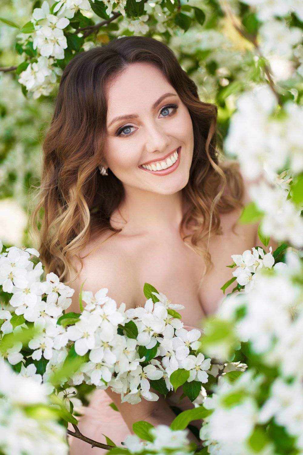 цветы, яблони, девушка, красивая, улыбка, , Дарья Комарова