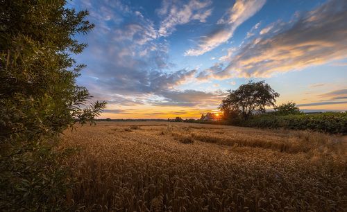 Закат в датской деревне.