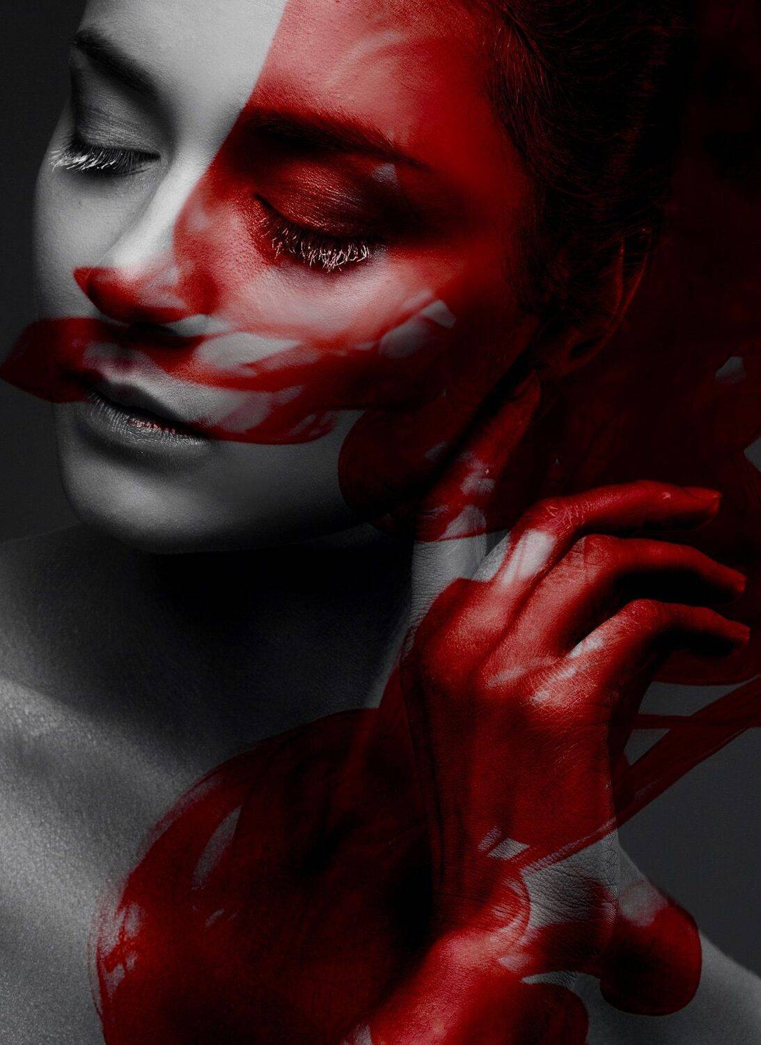красный, всплеск, портрет, Полина Ша