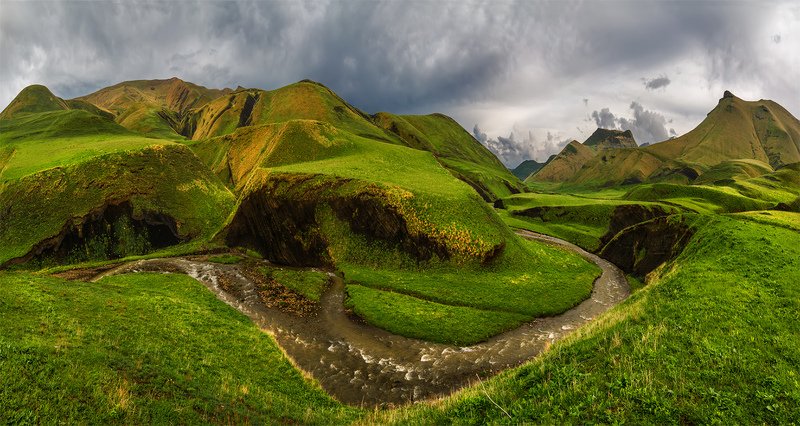 природа, пейзаж, горы, кавказ, природа россии, дикая природа, закат, свет, облака, вечер, весна, *** фото превью