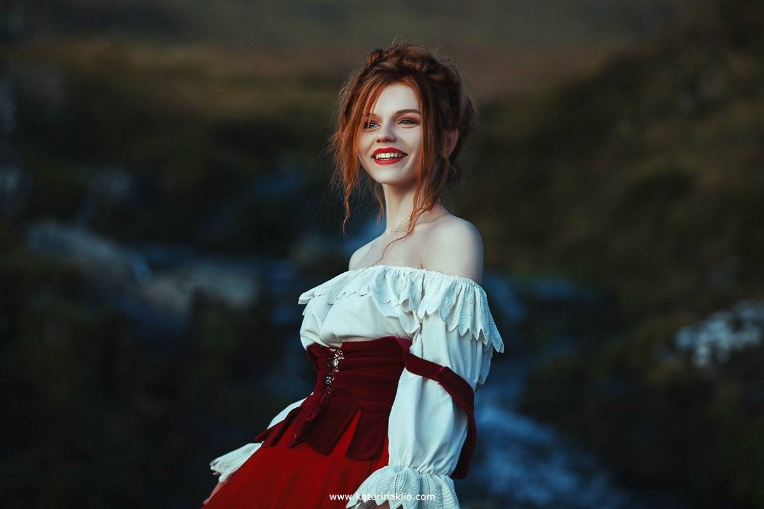 color, red, girl, lady, model, happy, smile, portrait,, Катерина Клио