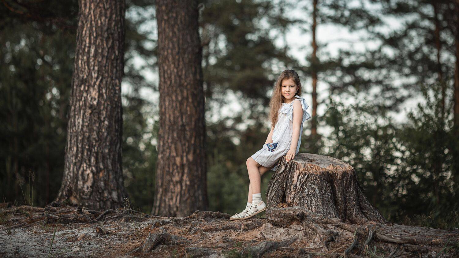 девочка, фотосессия, лето, прогулка, репортаж, little girl, summer, portrait, портрет, закат, sunset, лес, forest, счастье, happy, Владимир Васильев