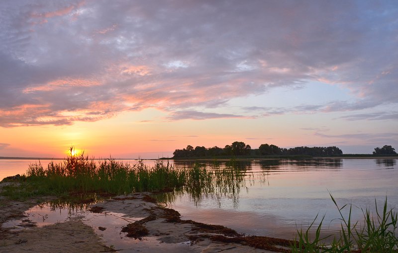 утро, рассвет, восход, лето, июнь, река И взошло солнце, и был день... фото превью
