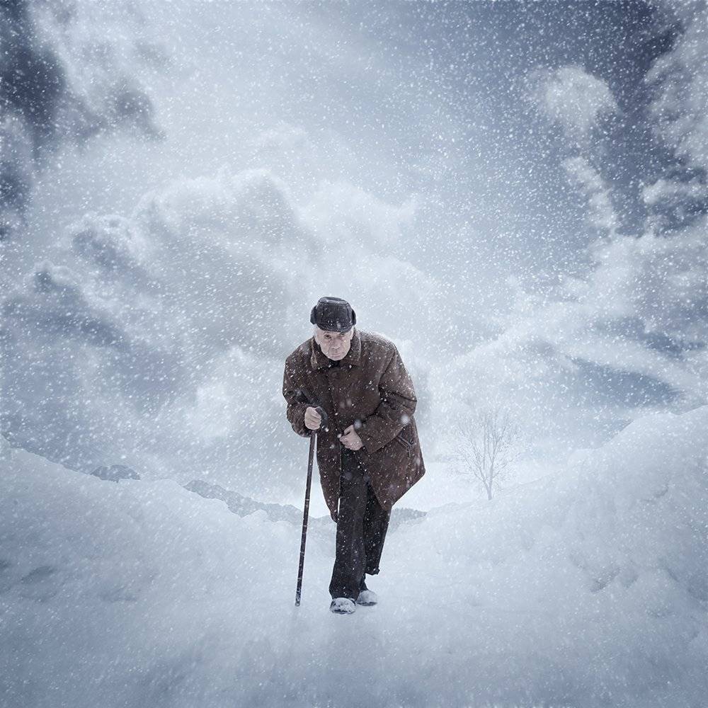 sky, boy, winter, water, old, man, snow, walking, ice, photoshop, smok, withe, tutorials, maniputation, Caras Ionut