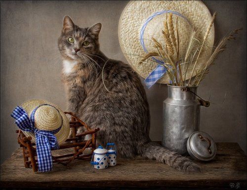 Деревенские мотивы в голубом