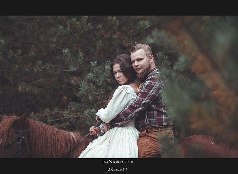 lovers, horse, wood, forest, pair Lovers фото превью