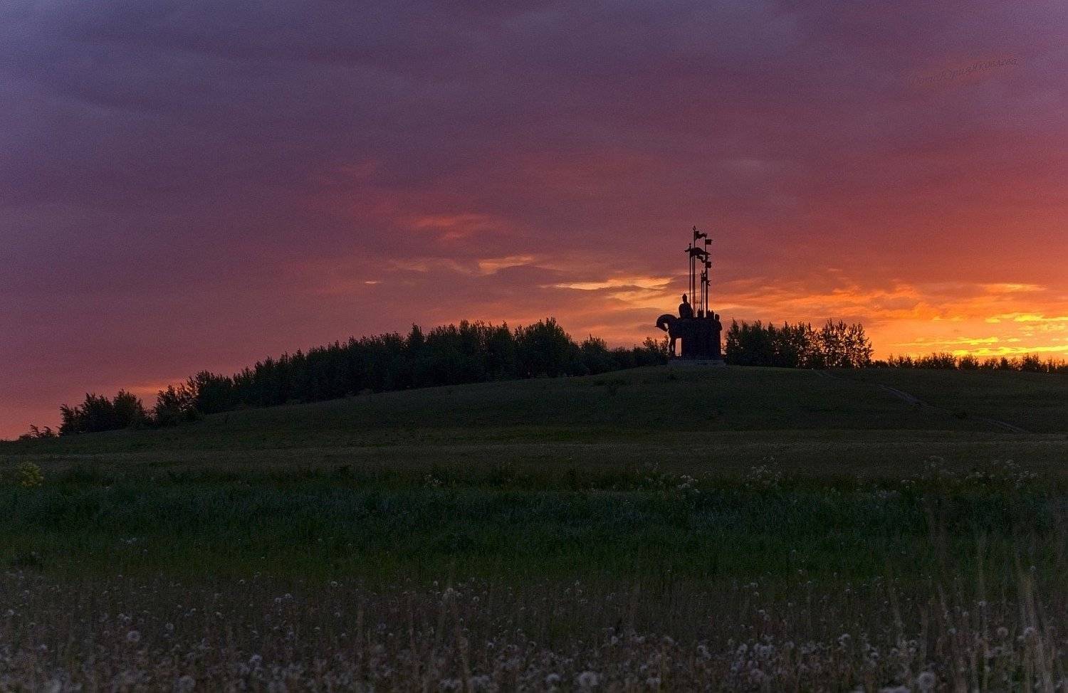 пейзаж, памятник, александр невский, лето, рассвет, природа,россия,псковская обл,утро, Юрий Яковлев