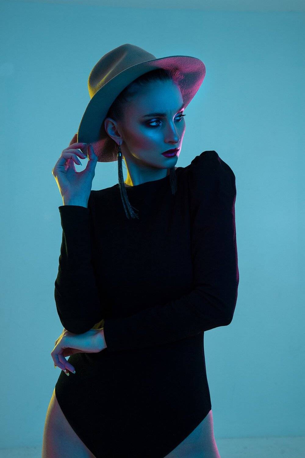 цветной свет, женский портрет, фотостудия, портрет в фотостудии, Анна Михайлова