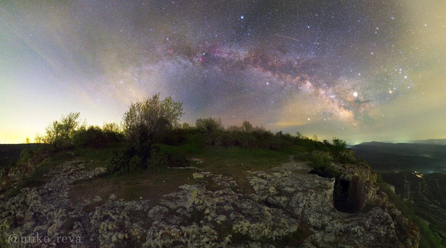 ночь крым ночной пейзаж астрофотография звезды созвездия пещерный город тепе-кермен, Михаил Рева