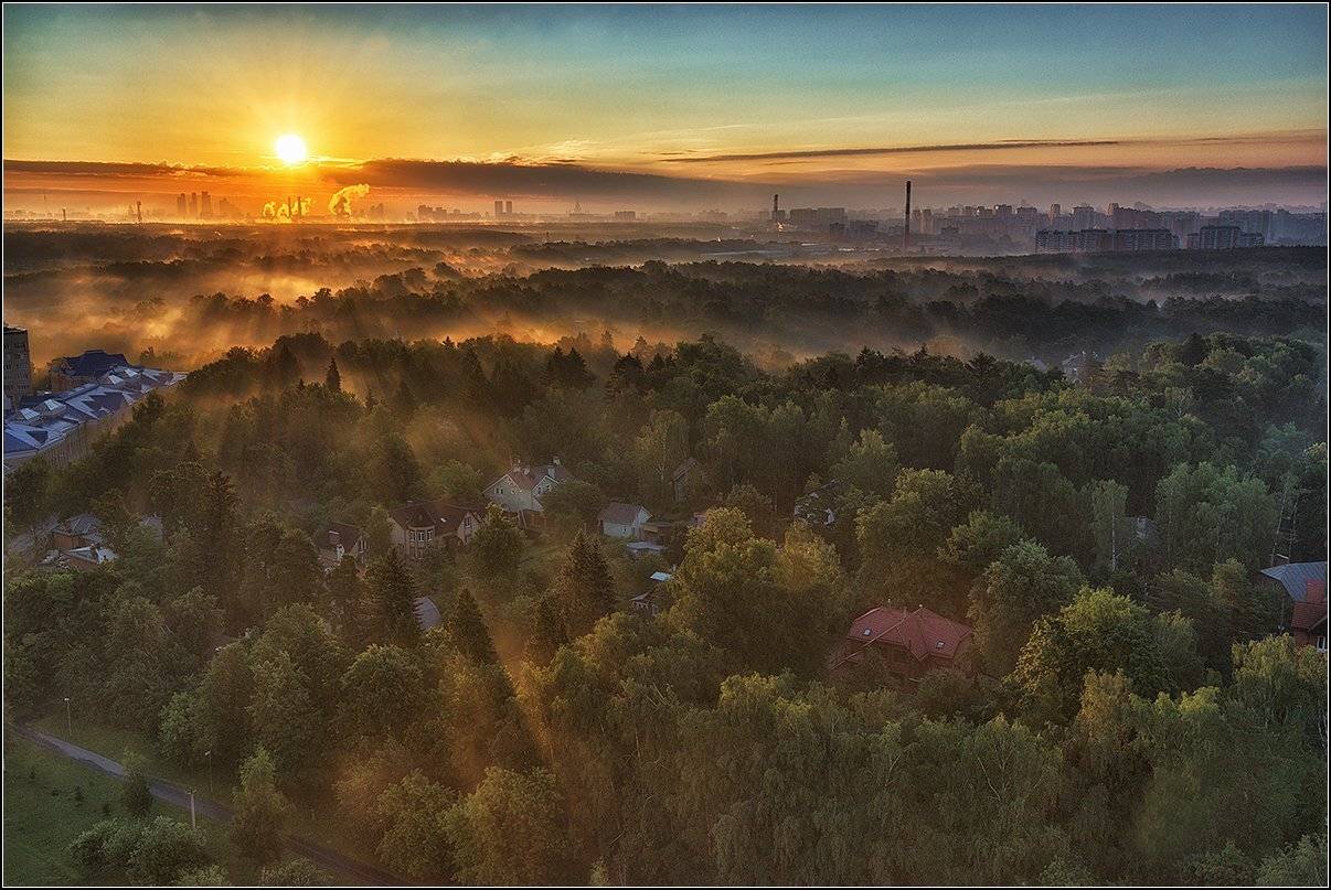 москва, утро, восход, солнце, туман, АНАТОЛИЙ ДОВЫДЕНКО