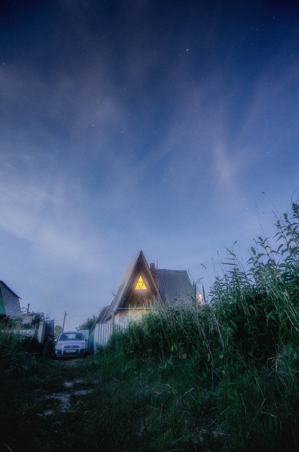 ночь, пейзаж, небо, уют, дом, лето, треугольник , Даниил Силантьев