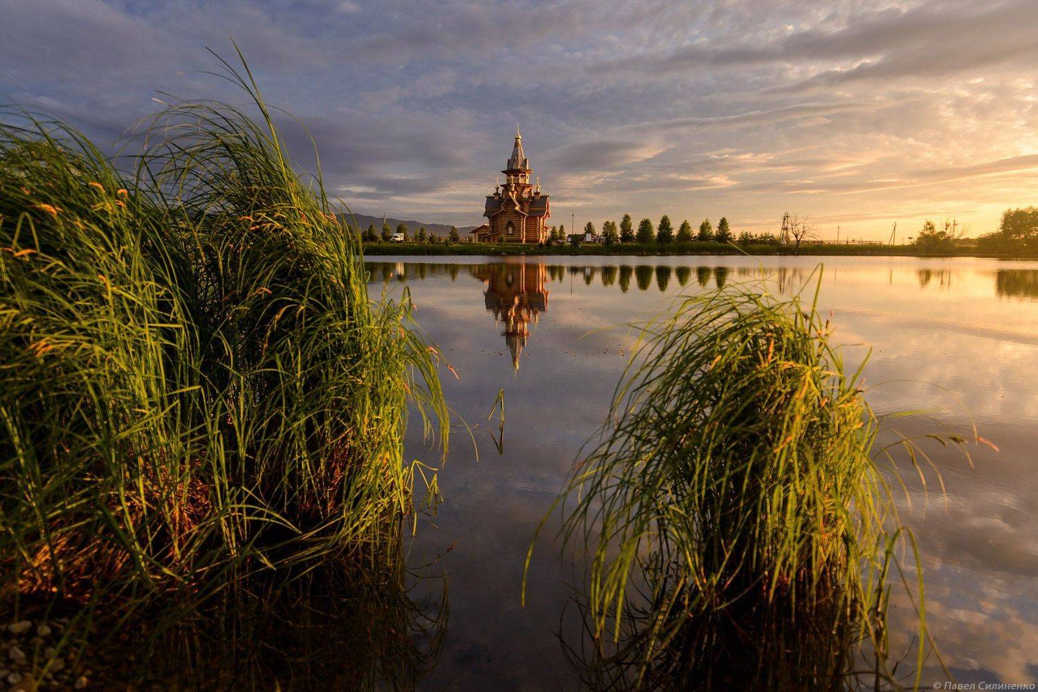 алтай, пейзаж, вечер, закат, озеро, вода, свет, небо, храм, Павел Силиненко