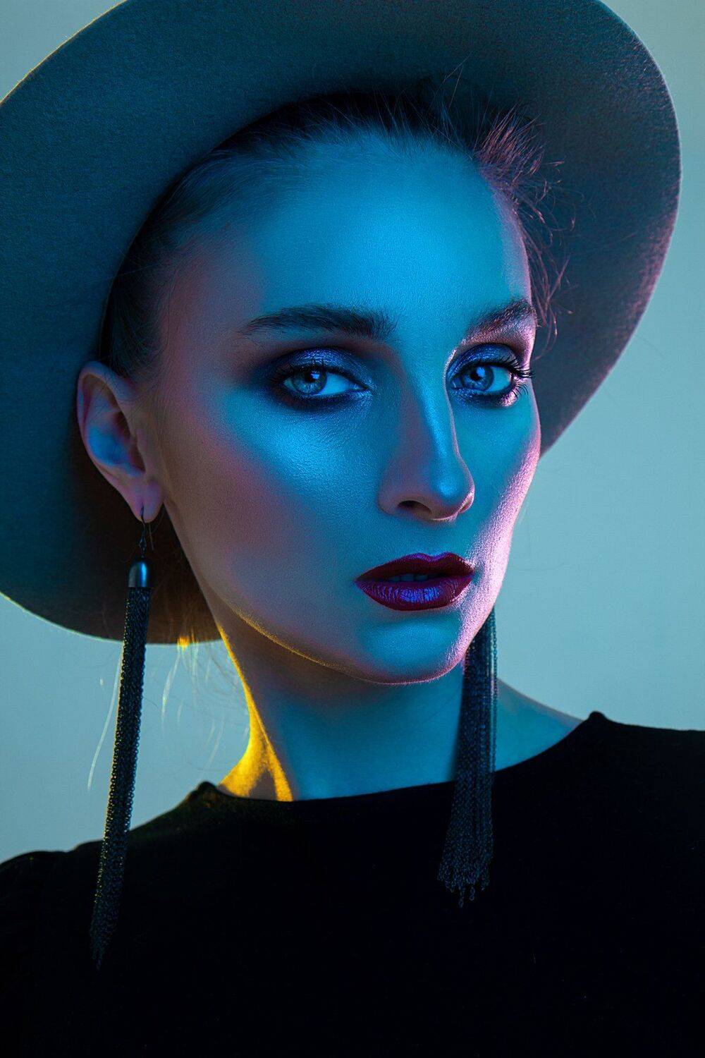 цветной свет, женский портрет, фотостудия, портрет в фотостудии, Анна Михайлова