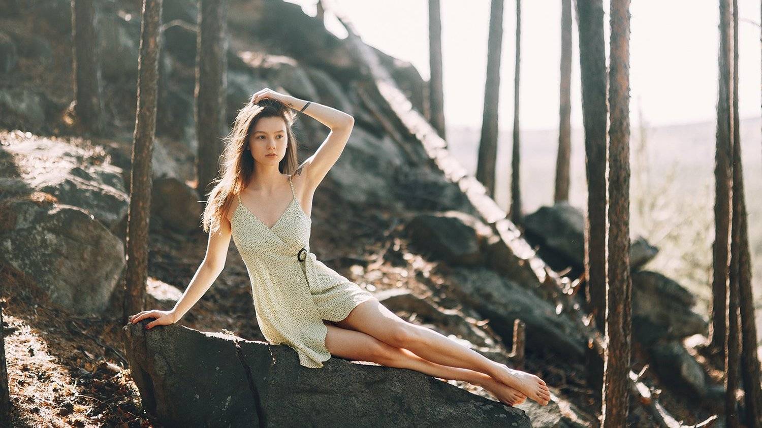 portrait, russian girl, nature, sunset, beauty, forest, Павел Возмищев