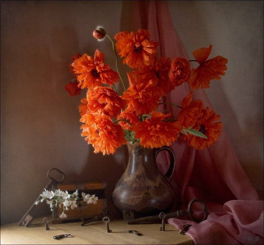 натюрморт, лето, маки, ключи, красный, still, life, summer, poppies, red, keys, El. G.