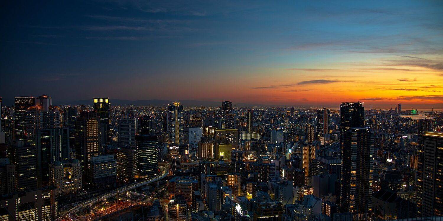 город, вечер, япония,  закат, осень, путешествие, архитектура, Александр Игнатьев