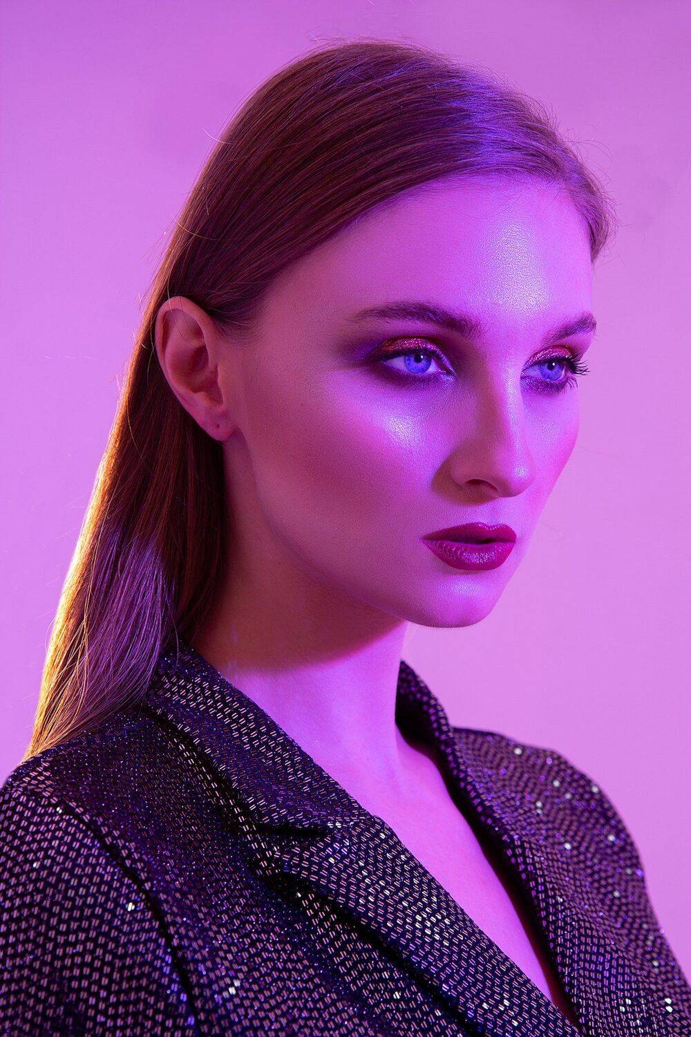 цветной свет, женский портрет, фотостудия, портрет в фотостудии, Анна Михайлова