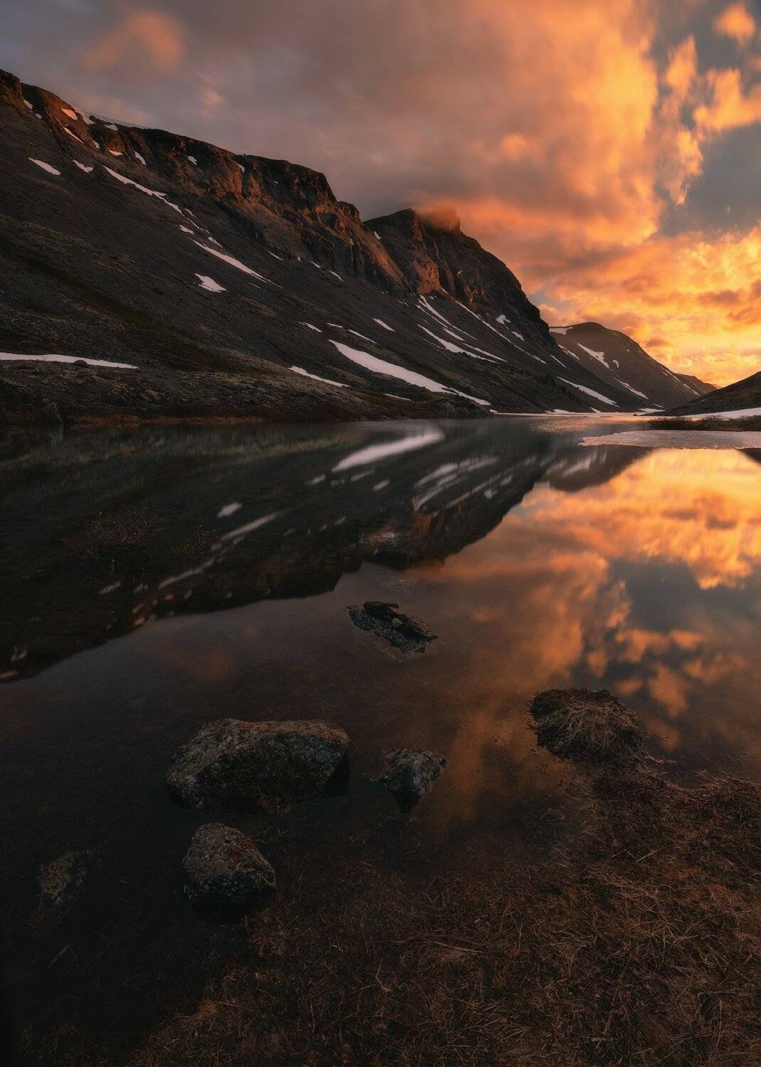 пейзаж,закат,лето,россия,горы,снег,кольский,север,вода, Виталий Истомин