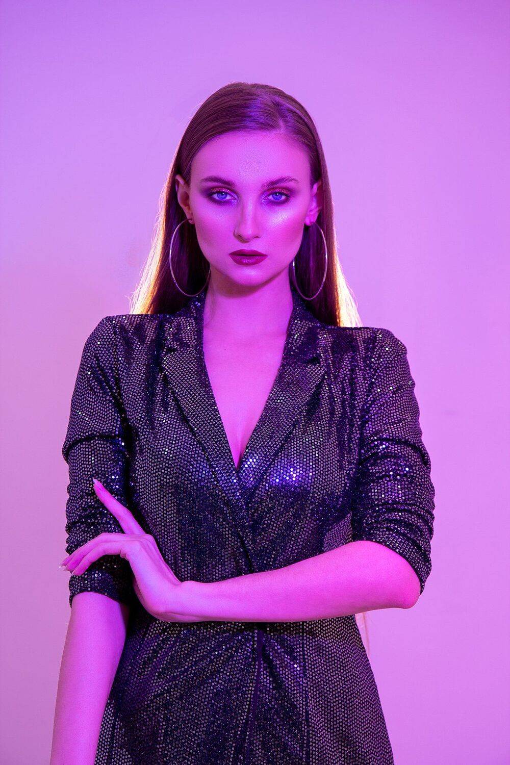 цветной свет, женский портрет, фотостудия, портрет в фотостудии, Анна Михайлова