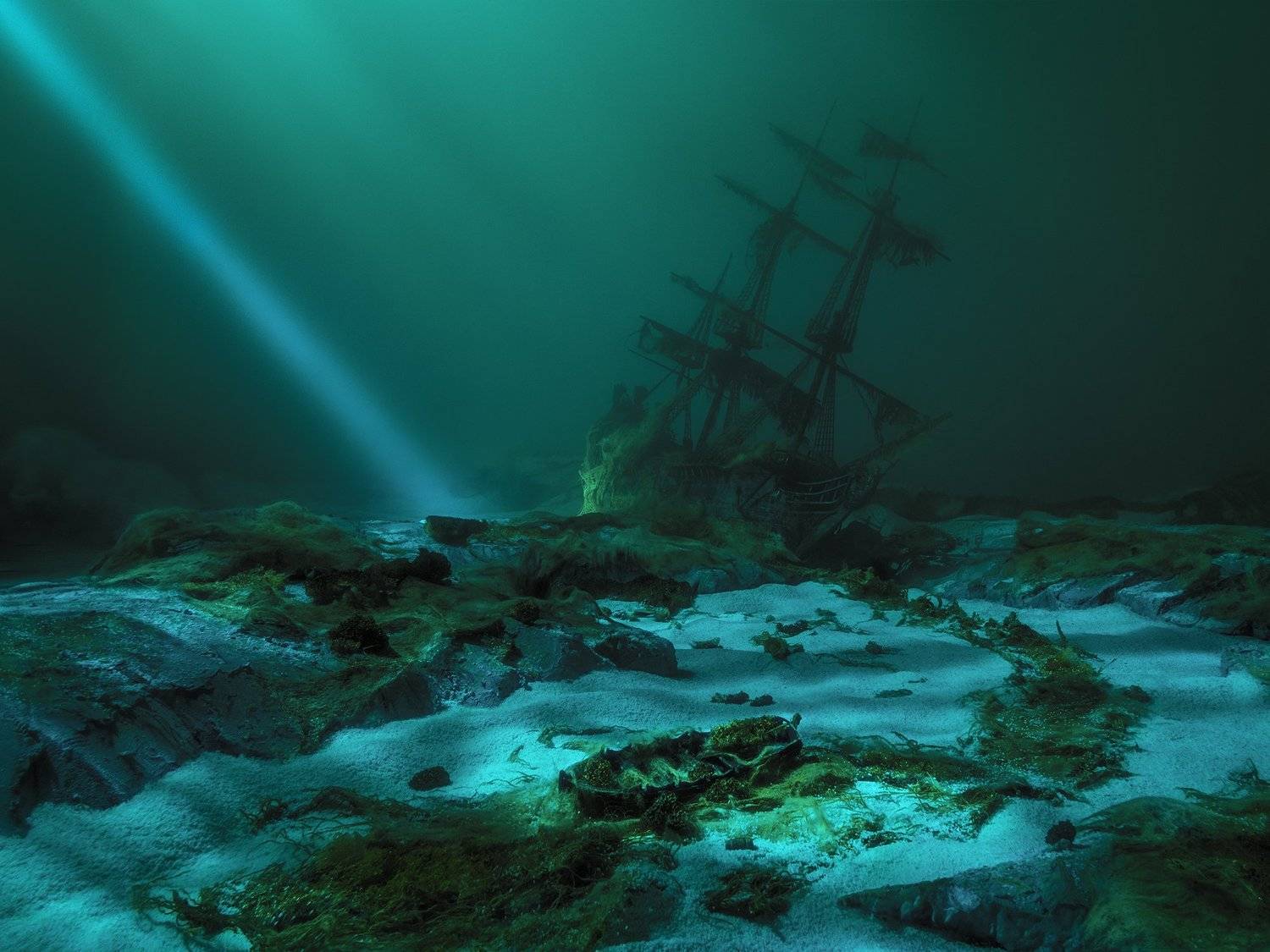 постановочная фотография миниатюра парышков глубина подводная корабль жемчужина art photography parishkov depth mystery ship blackpearl, Парышков Сергей